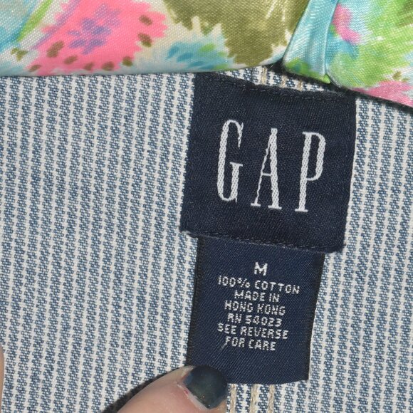 Retro GAP Blue White Striped Cotton Perfect Fall Jacket Size M! - Picture 4 of 5